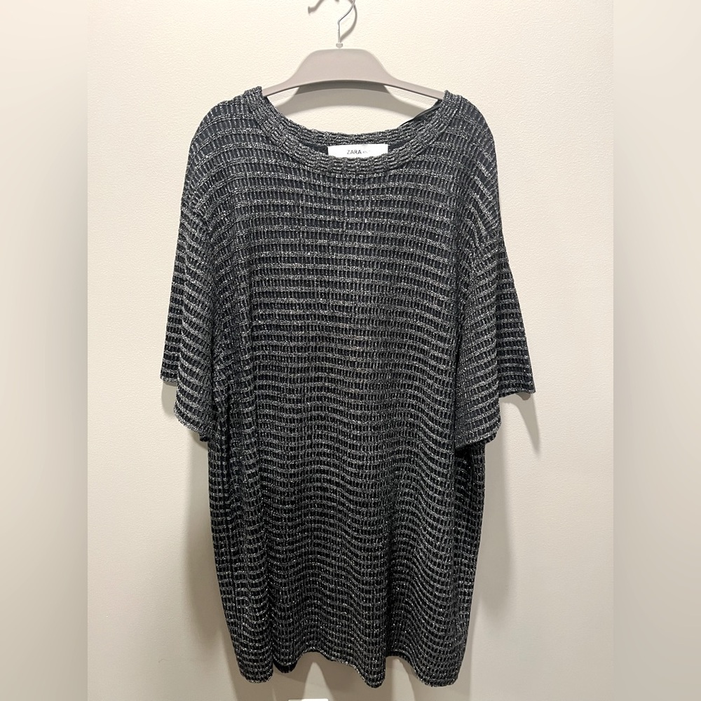 ZARA | black & silver metallic knit tunic